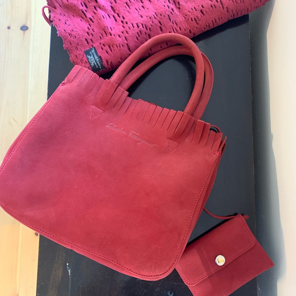 Red Salvatore Ferragamo Suede Purse